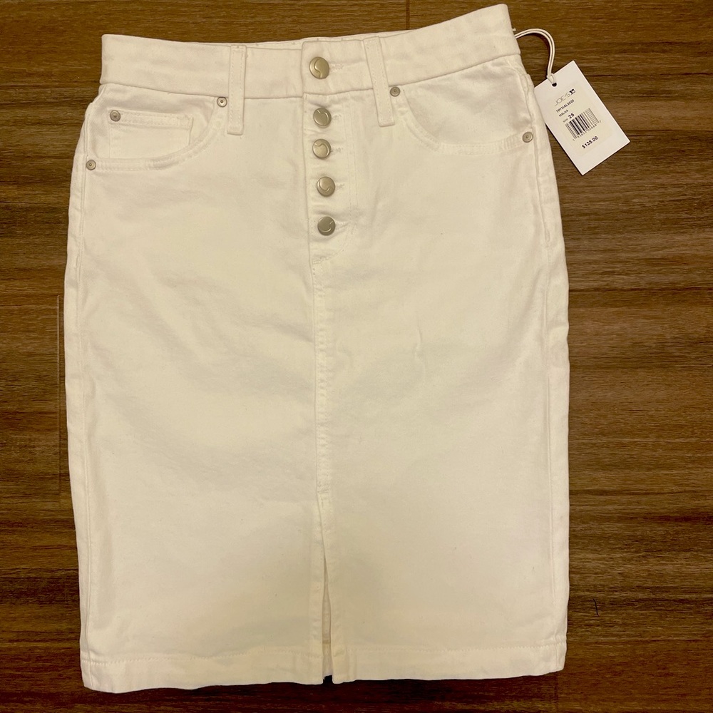 Joe’s Jeans white mid length denim skirt